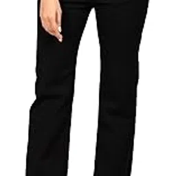 Women's High Rise Straight Fit Black Jeans-image-4
