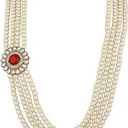 stefan Layered Pearl Necklace Jewellery for Groom Dulha Moti Mala Haar for Men (PACJ100258PR)-picture-56