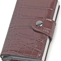 stealodeal Dark Brown RFID Protector Pu,Aluminum ATM/Credit/Debit 6 Slots 2 Cash Slot Men & Women Card Holder-picture-10