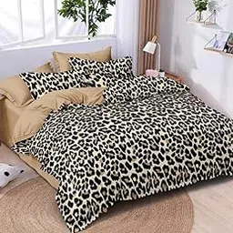Harbell Home 200 Gsm Cotton 400 Tc Printed Double Bed Reversible Ac Comforter With Matching Bedsheet And 2 Pillow Covers - All Seasons Lightweight - 90X100 Inches, Design 25(Brown, Black, 1 Count) image 1