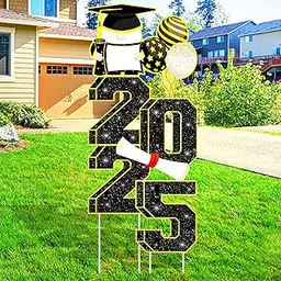 3.5FT Large Graduation Decorations 2025 Yard Signs, Class of 2025 Yard Signs with Stakes College High School Outdoor Party Supplies Black and Gold (blackgold)-picture-10