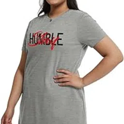 fflirtygo Women’s Printed Cotton Knee Length Nighty | Short Sleeve Nighty | Short Nightdress | Long T-Shirt | Regular Fit Night Gown | Casual Nightwear-picture-36