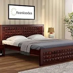 MoonWooden Solid Sheesham Wood King Size Bed with Storage |Wooden Double Bed Cot Bed with Box Storage (Dark Honey, King Size Bed Without Storage)-picture-24