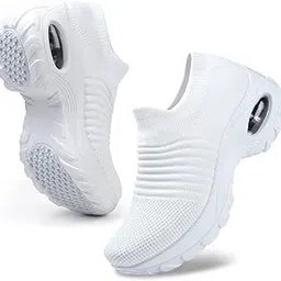 Nursing Shoes for Women Slip On Mesh Platform Walking Work Sneakers White 6(1839bai36)-image-19