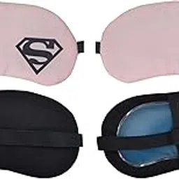 Samtrish Supergirl Style Eye Mask in Pink – Gel Insert & Earplugs Included | Sleep Aid for Travel & Relaxation. | Pack of 2-image-3