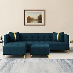 Sleepify Livingstyle 6 Seater LHS L Shape Sofa Set with Centre Table (Teal)-picture-27