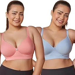 maashie M5505 Women's Padded Foam Cups Full Coverage Non Wired T-Shirt Bra|Pack of 2-picture-16