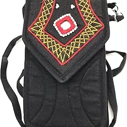 srishopify handicrafts SriShopify Handcrafted Women's Smart Mobile Pouch Cotton Canvas Small Sling Crossbody Bag with Stylish Design Original Mirror Work, Womens Day, Valentine Gift For Girlfriend Love Special 7 Inch Size-picture-43