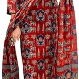kumawat ji Women's Traditional Ethnic Red Cotton Printed Kurti Set with Bell Sleeves, Palazzo Pants, Dupatta-picture-38