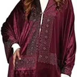 Womens Stone Embellished Velvet Shawl-image-45