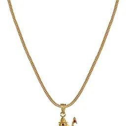 cute gold One Gram Micro Gold Plated Handcrafted Short and Small Muruga Dollar Pendant Chain for Women & Girls (18 inch)(DC-1140)-picture-15