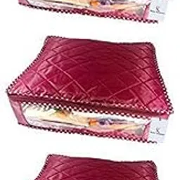 Kuber Industries Clothes Organizer For Wardrobe (Pack of 3) - Storage Organizer For Saree | Shirts | Salwaar Suit | Lehenga - Dress Organizer For Wardrobe - Saree Covers With Zip (Maroon)-picture-22