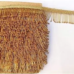 PREMDAS LACES Tassels Latkan Hanging Laces Heavy Pipe Border for Dresses (Golden, 9 Meter)-picture-34