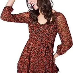 Women Floral Printed Sweetheart Neck Tie-Up Waist Layered Mini Jumpsuit-image-79