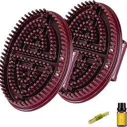 Meridian Massage Brush, Meridian Brush for Belly Relaxation, Full Body Relaxation Dry Brush for Back & Belly, Handheld Ergonomic Massage Tool for Home & Salon Use 10x5 cm Brown PVC-image-4