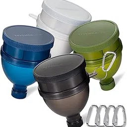 Hydra Cup [4 Pack] Funnels for Filling Water Bottles with Protein Powder, 3 Compartment Pill Storage, Supplement Container Set to Go or Kitchen Use, Keychain for Shaker Cup-image-22