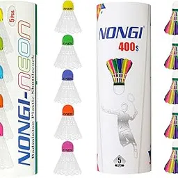 Combo Shuttle Pack of 10 Shuttlecocks NEON (5 Multicolored Cork Plastic),400s(5 Colored Feather) for Outdoor Indoor Badminton Sports-image-32