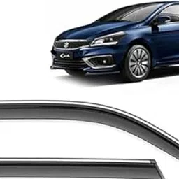 Car Compatible Wind Deflectors Rain Guard Door Visor Maruti Suzuki Ciaz (2018 Onwards Model) - Chrome Lined, Polycarbonate, Smoke, Set of 4 Pcs-picture-31