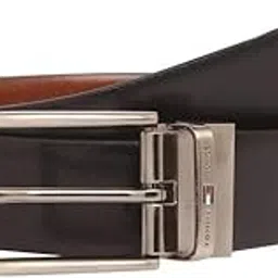 tommy hilfiger Mens Leather Buckle Closure Formal Belt (Black_Medium) image 1