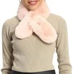 beau design Fluffy Faux Fur Collar Scarf Rabbit Ears Plush Neck Wrap Winter Warmer for Women-picture-31