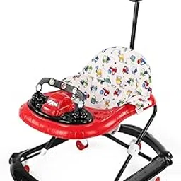 BabyGo Gogo Baby Walker for 6-24 Months, Baby Walker with Push Handle & Activity Tray, Foldable Adjustable Height Infant Walker with Wheels, Music,Toy Bar and Comfotable seat (Red)-image-39
