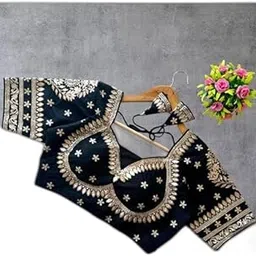Vichitra Silk Bridal Wedding Special Blouse Design for Women|Style - 1206 Women's Blouse for The Size of - Free-Size: 32-36-picture-31