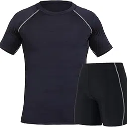 work for it Athletic Men's 2 Piece Stretchy Compression Base Layer Workout Shirt Pull-On Shirt and Shorts Set-picture-58