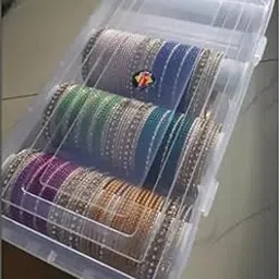 Magic Providers Multipurpose Bangle Organizer | Bangle Box | Plastic Storage Box with 4 Adjustable Rods l Display Box For Bangles, Chuda, Kada, Scrunchies,Chudi,Bracelet,Wrist Watch,Jewellery - Trans-picture-27