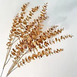 Plastic 1 Pcs Artificial Eucalyptus Gingko Leaves Faux Flowers Fake Flower For Home,Office Corner,Bedroom,Balcony,Living Room Decoration,Restaurant Decor And Craft (Pot No Include (Golden,1)-image-86