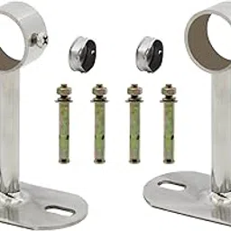2Pcs Ceiling Mount Bracket, Heavy Duty Stainless Steel Wardrobe Pipe Bracket Rod Holder Ceiling Holder, TTZEZE Shower Curtain Closet Balcony Rod Lever Support Holder Pipe Flange Socket(Dia.32mm, 6'')-picture-18