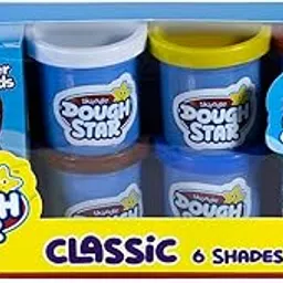 SKOODLE Dough Star Classic Gala Pack, 5 Cutter Moulds & 6 Multicolor of Non-Toxic Modelling Clay Dough for Kids, Creative Art & Craft Gift for Children 3 Years and Up-picture-20