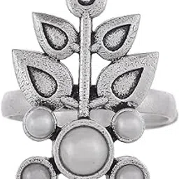 voylla Fresh Fern Rue Ring|Oxidised Ring For Women|Floral|Everyday|Festive|Wedding|Gift For Women|-picture-31