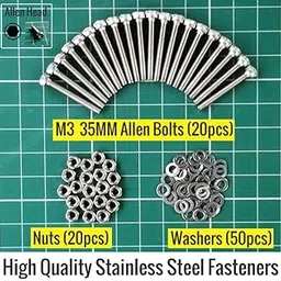Vortex-RC M3 35MM Stainless Steel Allen Hex Socket Screw Bolt Nut & Washer Set (90 Pieces) - Aeromodelling, RC Airplanes, Multirotors, CNC Machines, 3D Printers, Robotics-picture-28
