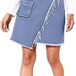 dolce crudo Women's Regular High Rise Above Knee Stretchable Denim Skirt-picture-27