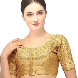 pujia mills Women's Silk Embroidery Half Sleeve keri Designe Readymade Blouse-picture-26