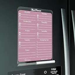3 Lines ClearBite Acrylic Magnetic Meal Planner Board | Sleek & Durable | Includes Marker & Duster | 24x16 CM | Perfect for Meal Planning, Shopping Lists, Notes | Ideal for Home, Office | Plum-image-12
