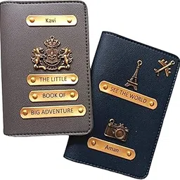 celed Customised Captioned Passport Holder with Name and Charm Combo Pack| 2 in one Pack Passport Holder| Best Caption Design with Name and Charm Brown & Black-picture-21