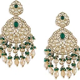 zaveri pearls Green & Champaign Color Dazzling Stones & Cluster Beads Drop Dangler Earring For Women-ZPFK21280-picture-51