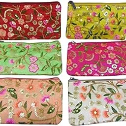 Traditional Embroidery Pouch Purse for Women with Zipper, Potli Pouches for Baby Shower, Potli Purse for Ladies, Potli Bags for Gifting, Wedding Favors-image-48