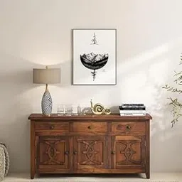 Sheesham Wood Sideboard in Honey Oak Finish (seesham polis)-picture-26