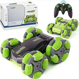 Gigglytales Double Sided RC Stunt Car 4X4 | 360° Rotation Remote Control Car | Drift Toy with 2 Rechargeable Batteries | Off-Road Racing for Kids, Boys, Girls & Adults (Green)-picture-25