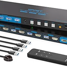 HDMI KVM Switch 4 Computers 1 Monitor 4K@60HZ 4 Port KVM Switches for 4 PC Share Single Monitor and 4 USB 3.0 Devices, Such as Keyboard Mouse Printer, with Controller, Plug and Play-image-73