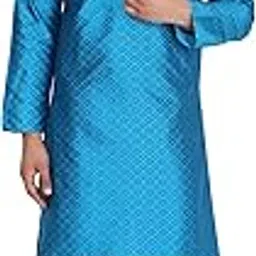 amazon brand - anarva Men's Art Silk Woven Design Kurta Pajama Set Festive Jacquard 2-Piece Ethnic Dress-picture-53