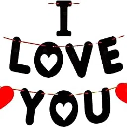 Propsicle Black & Red I Love You Letter Cardstock Banner Anniversary Party Valentines Day Decoration Happy Birthday Decoration Item - Pack of 1-picture-13