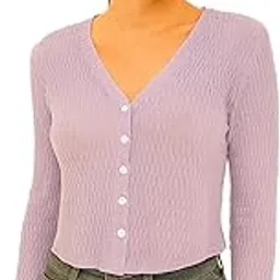 icw Women's Knitted Long Sleeve Sheer Textured Crop Top Cardigan Shrug DN231357-picture-28