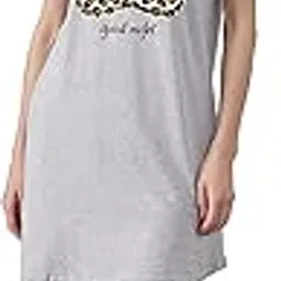 fflirtygo Women’s Cotton Nighty | Printed Knee Length Nighty |Short Sleeve Nighty |Short Nightdress|Grey Color |Kiss Me Night Gown| Long T-Shirt|Sleepwear & Casual Wear Nighty-picture-67