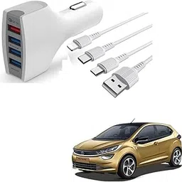 Kozdiko 4 Port USB Car Charger with 3 in 1 Cable for Tata Altroz-picture-15