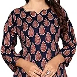 national.enterprise Women’s Rayon Printed Straight Kurti with 3/4 Sleeve and Leaf Pattern Design Casual and Office Wear Tunic Top-picture-18