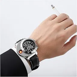 Drumstone 𝟏𝟓 𝐘𝐄𝐀𝐑𝐒 𝐆𝐀𝐔𝐑𝐀𝐍𝐓𝐄𝐄 Stylish Rechargeable USB Electronic Cigarette Lighter Windproof, Flameless Electric Cigar Lighter Watch, for Men Travel & Home Use 𝐁𝐋𝐀𝐂𝐊-image-62