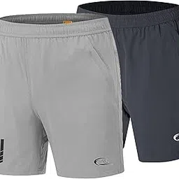 cblue Men's Outdoor Quick Dry Lightweight Sports Shorts with 2 Zipper Pockets, Breathable Hiking Running Gym Workout Athletic Shorts Combo of 2-picture-17